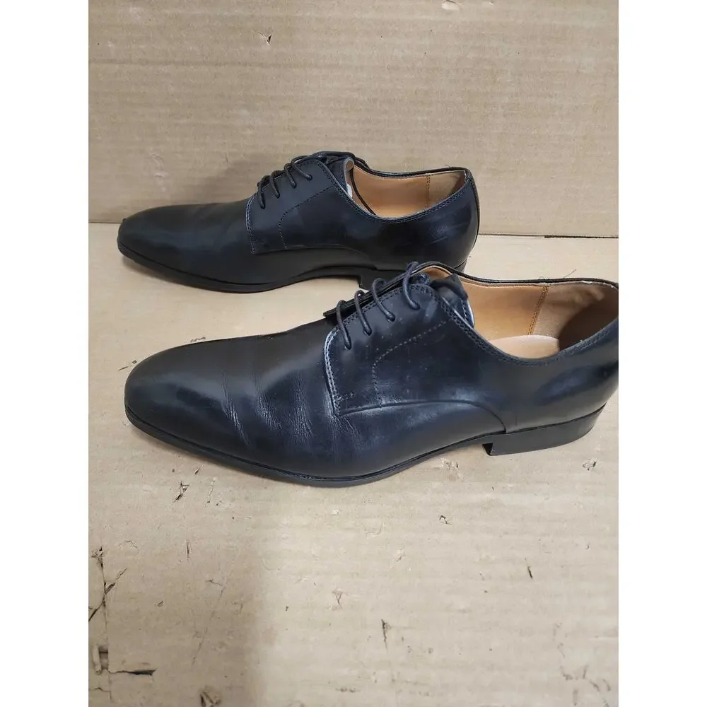 USED Steve Madden Men's Parsens Leather Dress Oxford, Black Leather, 10 M